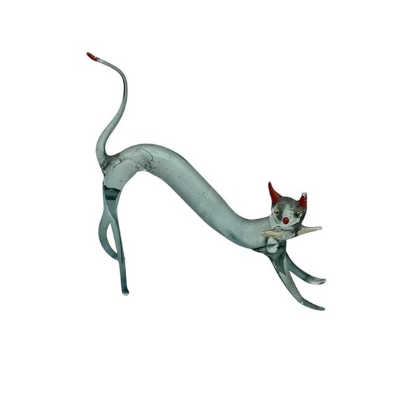 Handmade Other - Vintage Cat  Arched Back Pouncing Figurine Hand Blown Art Glass